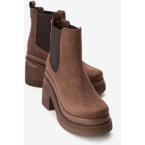 Emma Kahverengi Süet Kadın Platform Topuklu Bot