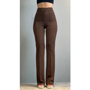 Krep Kumaş Likralı Önü Çimalı Kadın Palazzo Pantolon