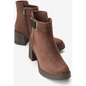Rashe Kahverengi Süet Kadın Kalın Topuklu Bot