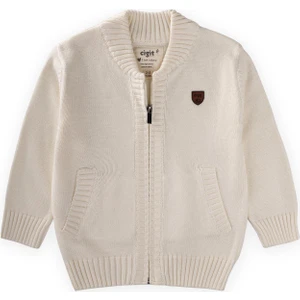 Triko Cepli Hırka 2-11 Yaş Ekru