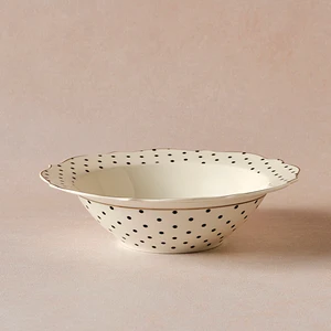 New Romantic Puantiyeli Kase 17 cm Siyah