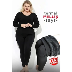 Kadın Dikişsiz Büyük Beden Bileği Saran Özel Bant Iç Yüzeyi Peluşlu Termal Tayt