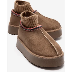 Kalın Tabanlı Mini Çoraplı Bot KOYU VİZON