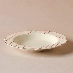 New Romantic Puantiyeli Çukur Tabak 24 cm Kırmızı