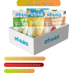 Ofresko Mıx Dondurularak Kurutulmuş Karpuz-Yeşil Elma - Fırında Kurutulmuş Kavun / Kuru Meyve