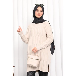 İmaj Butik Krem Soğuk Iplik Merserize Triko Tunik