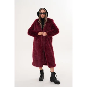 Tam Boy Kapişonlu Tüylü Kaban