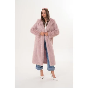 Tam Boy Kapişonlu Tüylü Kaban