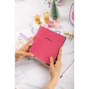 Dival Notebook 16,5X16,5 cm Pembe Yumuşak Deri Kapak Noktalı Tarihsiz Dikişli Not Okul Defteri