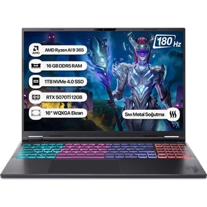 Nitro 16S NH.U07EY.001 Ryzen Aı 9 365 16GB 1tb SSD RTX5070Tİ-12GB 180Hz 16 Wqxga Dos Taşınabilir Bilgisayar
