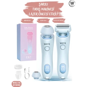 Kadın Tıraş Makinesi 2'si 1 Arada Islak / Kuru Bıçak Tıraş Makinesi Yüz, Kollar, Bacaklar, Şarjlı Cihaz