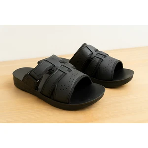 BYZEK Erkek Suni Deri Tank Siyah Flok Terlik