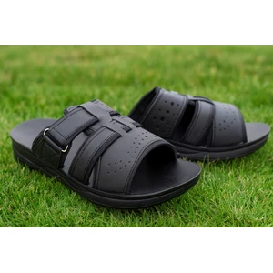 BYZEK Erkek Suni Deri Tank Siyah Flok Terlik