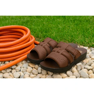 Erkek Suni Deri Tank Kahverengi Flok Terlik