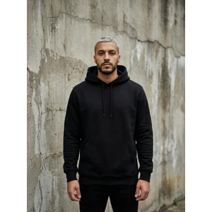 Standart Kalıp Pamuklu Yumuşak Dokulu Basic Haki Yeşili Kapüşonlu Kanguru Cepli Sweatshirt