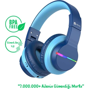 Iclever BTH12 Çocuk Bluetooth Kulaklık -Mavi BPA Free