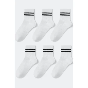 Unisex 6 Çift Çizgili Tenis Çorap