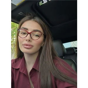 River Bordo Cat Eye Metal Aksesuarlı Mavi Işık Korumalı Blue Block Gözlük 58 Ekartman