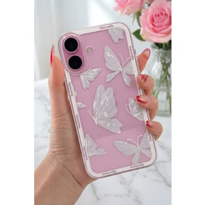 Apple iPhone 16 Kılıf Tasarımlı Desenli Kamera Korumalı Şeffaf Kelebek Yumuşak Silikon Kapak