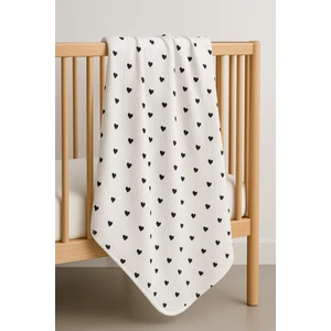 Omy Kırmızı Kalpli Organic %100 Pamuklu 85X90 cm Tek Kat Bebek Battaniye Ana Kucağı&kundak