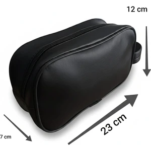 Deri Kişisel Bakım ve Seyehat Çanta Geniş Hacimli El Çantası Siyah