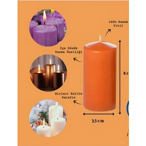 Iv Candles Homedecor 6'lı Turuncu Bar Mum