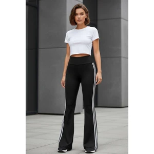 Yüksek Bel Yan Şeritli Ispanyol Paça Kadın Tayt