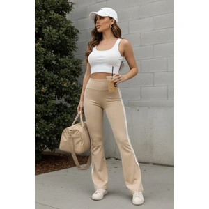 Yüksek Bel Yan Şeritli Ispanyol Paça Kadın Tayt