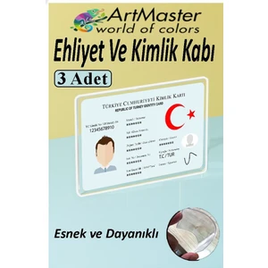 Kimlik Ehliyet Kredi Kartı Koruyucu Şeffaf 3 Adet Yeni Nesil Kart Kılıfı Plastik Kırılmaz Kart Kabı Kart Kılıfı