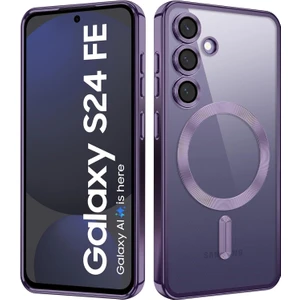 Samsung Galaxy S24 Fe Kılıf Kamera Lens Korumalı Renkli Magsafe Şeffaf Silikon Lila