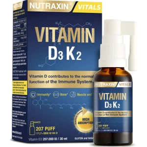 Vitals D3k2 30 Ml - 1000 Iu D3 Vitamini, 25 Mcg K2 Vitamini