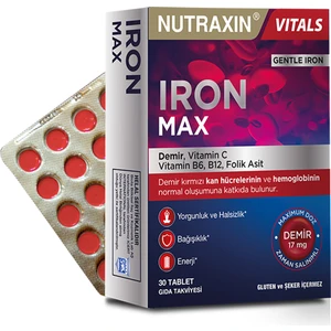 Iron Max 17 Mg 30 Tablet - Gentle Iron, Vitamin C, B12, B6, Folik Asit
