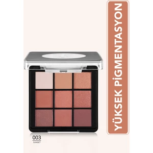 Kremsi Dokulu & Mat Bitişli/ışıltılı 9'lu Kompakt Göz Farı Paleti (003 Sunset) 8682536108096