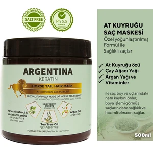 At Kuyruğu ve Argan Yağlı Besleyici Saç Maskesi ve Kremi 500 ml – Tuzsuz, Parabensiz, Her Saç Tipine Uygun