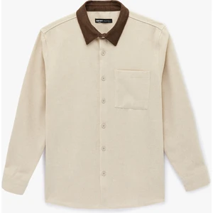 Regular Fit Cepli Renk Kontrastlı Klasik Yaka Uzun Kollu Gömlek