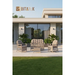 Btk Concept Milas 2'li Bahçe ve Balkon Takımı Açık Gri 2+1+1 Masalı
