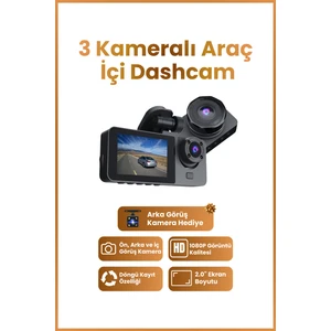 Araç Içi Hd Kamera 3 Kameralı Wifi Özellikli 1080P Full Hd Gece Görüşlü G-Sensör Dashcam Y15