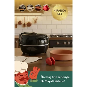 Dr.maya | Taş Fırın Seti, Tandır Seti Ürün Grubu - 4 Parça | Multi Taş Fırın Lahmacun Makinesi + Mutfak Gereçleri