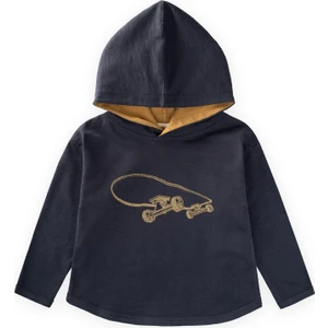 Kapşonlu Uzun Kollu T-Shırt 2-10 Yaş Lacivert