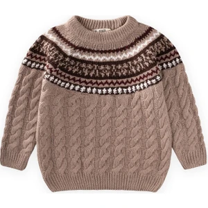 Desenli Triko Kazak 2-8 Yaş Bej