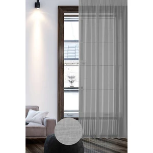 Keten Görünümlü Düz Tül Perde Pilesiz Gri