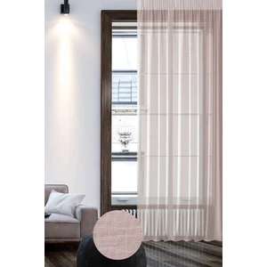 Keten Görünümlü Düz Tül Perde Pilesiz Pudra Pembe