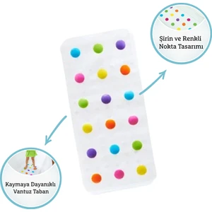 Renkli Noktalı Banyo Matı | Kaymaz | 77x36 cm | Bebek ve Çocuk İçin | 1 Adet