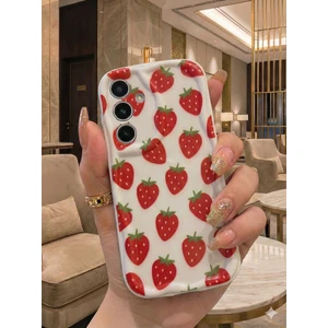 Samsung Galaxy A55 Uyumlu Sevimli Çilek Desenli Lansman Kılıf - Darbe Emici Lüks Kapak