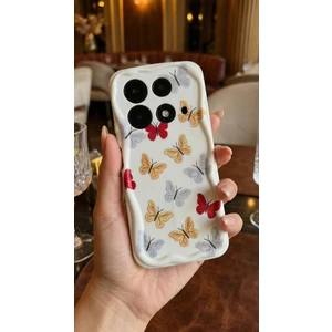 Infinix Note 40 ve Note 40 Pro Uyumlu Renkli Kelebek Desenli Dalgalı Kenar Kılıf - Kamera Korumalı