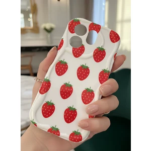 Infinix Hot 50I ve Smart 9 Uyumlu Sevimli Çilek Desenli Lansman Kılıf - Darbe Emici Lüks Kapak