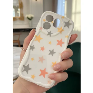 Infinix Hot 50I ve Smart 9 Uyumlu Pastel Yıldız Desenli Dalgalı Kenar Kılıf - Kamera Korumalı