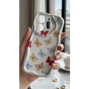 Infinix Hot 40 ve Hot 40 Pro Uyumlu Renkli Kelebek Desenli Dalgalı Kenar Kılıf - Kamera Korumalı