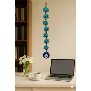 Nevce Store 7’li Fil Figürlü Nazar Boncuklu Duvar Süsü – Şans ve Bereket Sembolü - Dekoratif Aksesuar