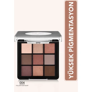 Kremsi Dokulu & Mat Bitişli/ışıltılı 9'lu Kompakt Göz Farı Paleti (004 Follow Your Heart) 8682536108119